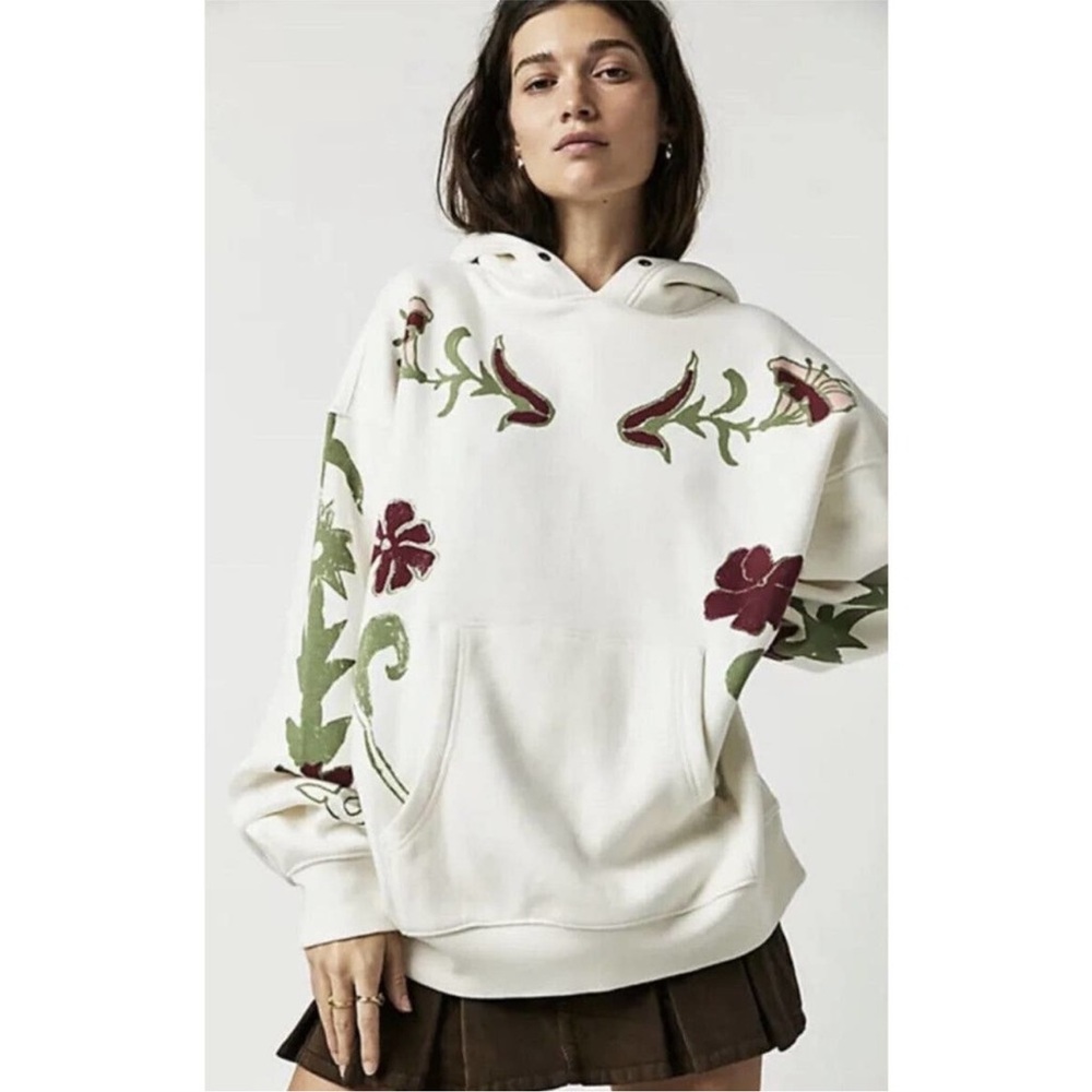 Free People Nouveau Hoodie Sweatshirt white Size S New  Oversized We the Free
